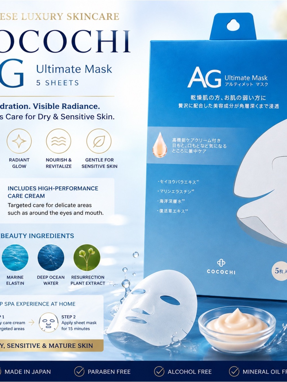 AG Ultimate Mask — Blue Hydrating Sheet Mask (5 Sheets)